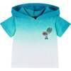 Ombre Palm Tree Print Hooded Tee And Short Set, Blue And Grey - Mixed Apparel Set - 3