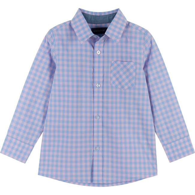 Long Sleeve Plaid Button-Up Shirt, Pink