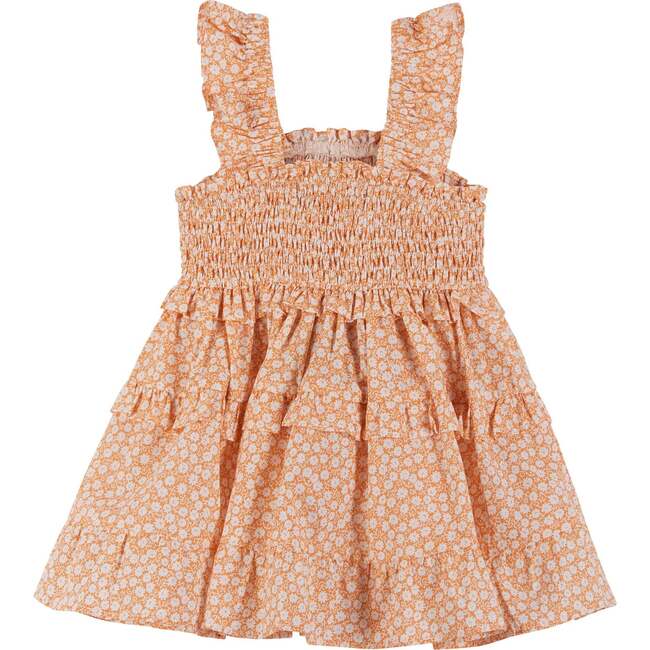 Orange Ruffle Smock Dress, Orange - Dresses - 3