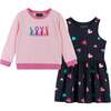 LOVE Sweater And Dress Set, Blue - Dresses - 1 - thumbnail