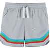Ombre Palm Tree Print Hooded Tee And Short Set, Blue And Grey - Mixed Apparel Set - 4