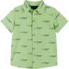 Fun Print Knit Button-Up Shirt, Green - Shirts - 1 - thumbnail