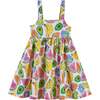 Fun Fruit Print Twirl Sundress, White - Dresses - 1 - thumbnail
