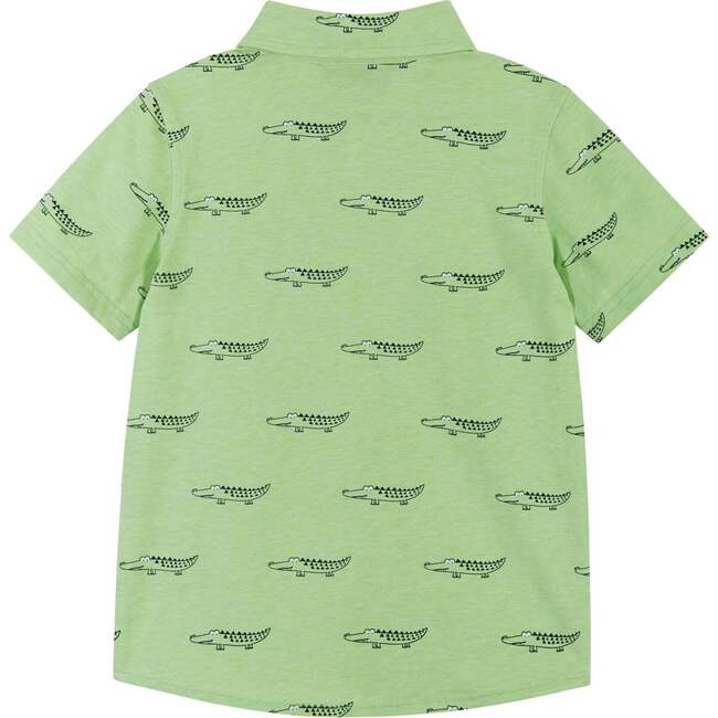 Fun Print Knit Button-Up Shirt, Green - Shirts - 2