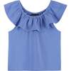 Fun Fruit Print Skort And Flutter Neck Tank Top Set, Blue And Multicolors - Mixed Apparel Set - 3