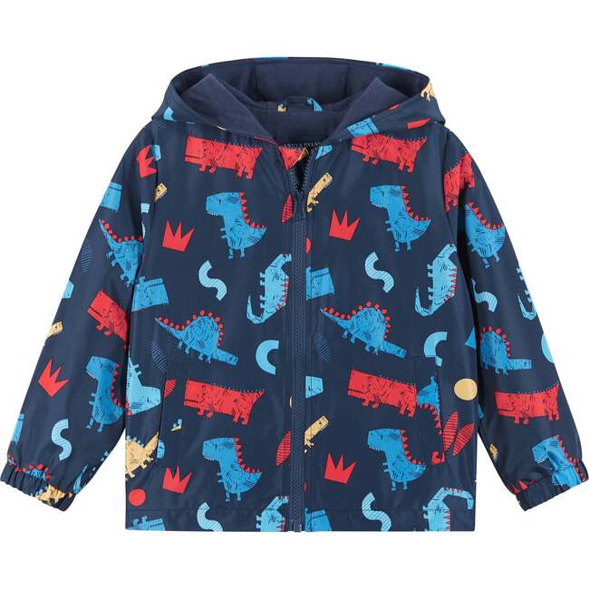 Dinosaur Print Windbreaker Jacket, Blue