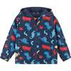 Dinosaur Print Windbreaker Jacket, Blue - Jackets - 1 - thumbnail