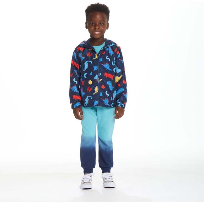 Dinosaur Print Windbreaker Jacket, Blue - Jackets - 2
