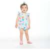 Floral Print Ruffled Sleeve Bubble, White - Onesies - 2