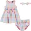 Easter Plaid Sundress And Bloomer Set, White - Dresses - 1 - thumbnail