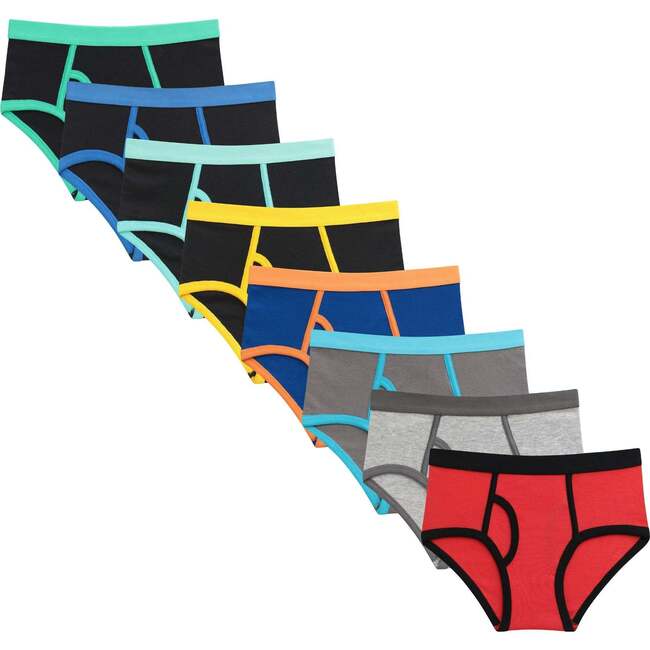 Contrast Piping Briefs, Multicolors (Pack of 8)