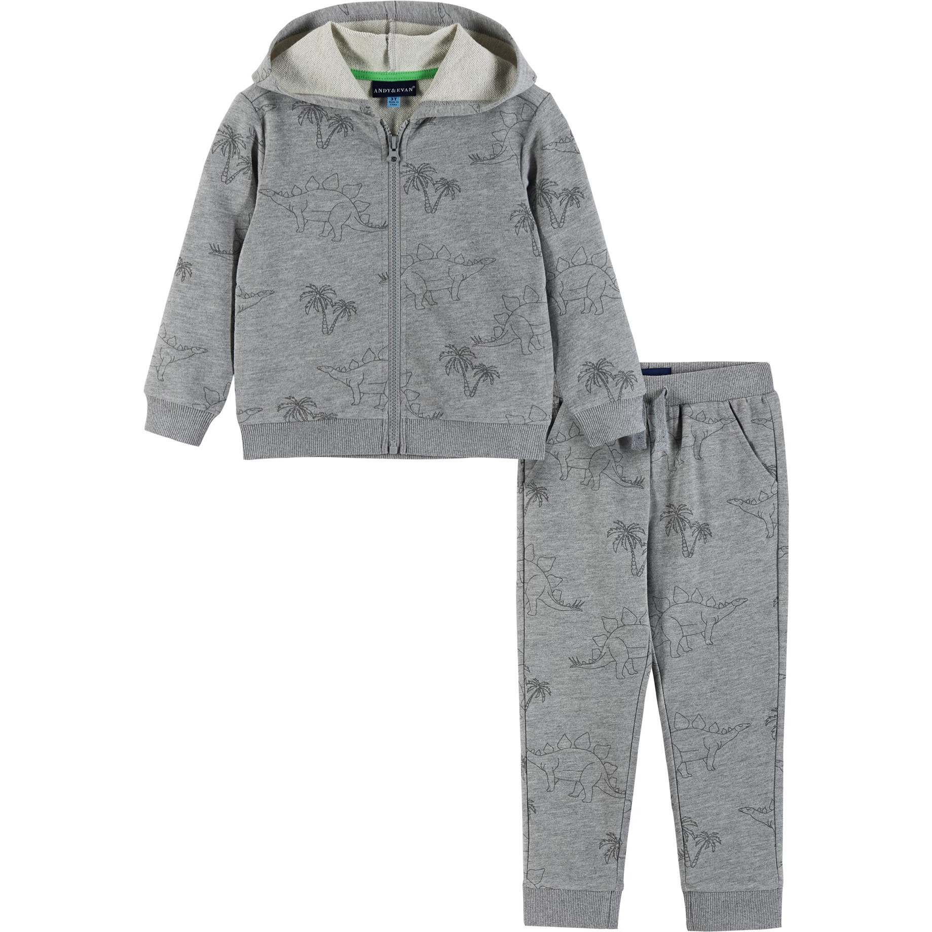 Dino Print Sweatshirt Set, Gray - Mixed Apparel Set - 1