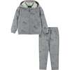 Dino Print Sweatshirt Set, Gray - Mixed Apparel Set - 1 - thumbnail