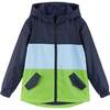 Colorblock Rain Hooded Jacket, Blue - Jackets - 1 - thumbnail