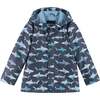 Baby Shark Print Rain Hooded Coat, Blue - Jackets - 1 - thumbnail