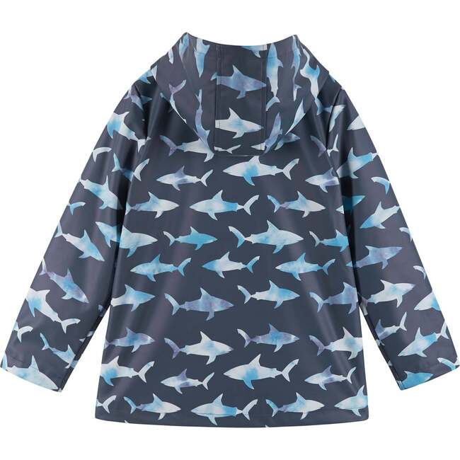 Baby Shark Print Rain Hooded Coat, Blue - Jackets - 2