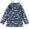 Baby Shark Print Rain Hooded Coat, Blue - Jackets - 2
