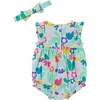 Floral Print Ruffled Sleeve Bubble, White - Onesies - 3