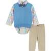 Easter Plaid Vest And Pant Set, Blue And Beige - Mixed Apparel Set - 1 - thumbnail