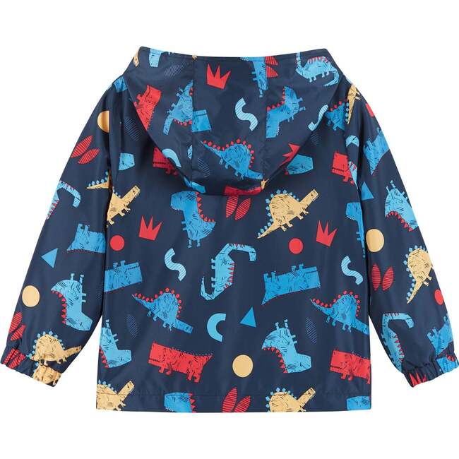 Dinosaur Print Windbreaker Jacket, Blue - Jackets - 4