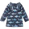 Shark Print Rain Hooded Coat, Blue - Jackets - 2