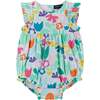 Floral Print Ruffled Sleeve Bubble, White - Onesies - 4