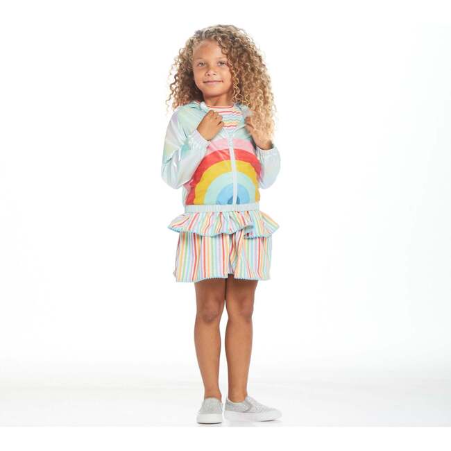 Rainbow Print Windbreaker, White - Jackets - 3