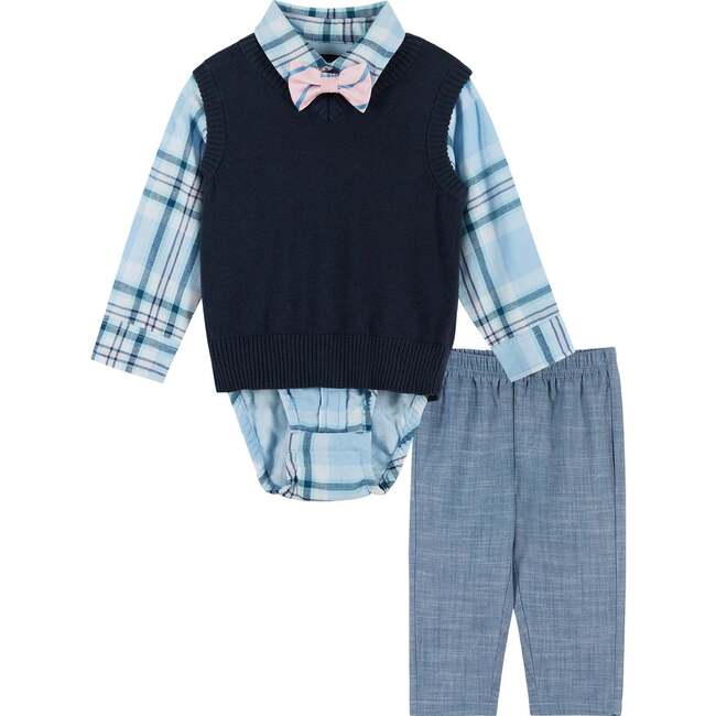 Plaid Vest And Pant Set, Blue And Navy