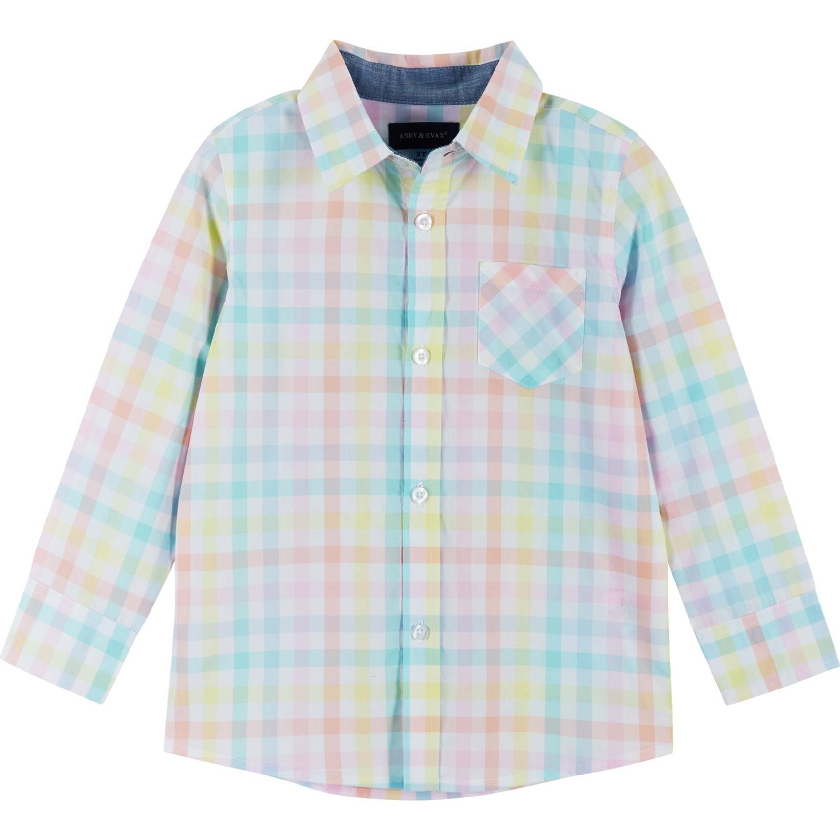 Plaid Pastel Button-Up Shirt, White - Shirts - 1