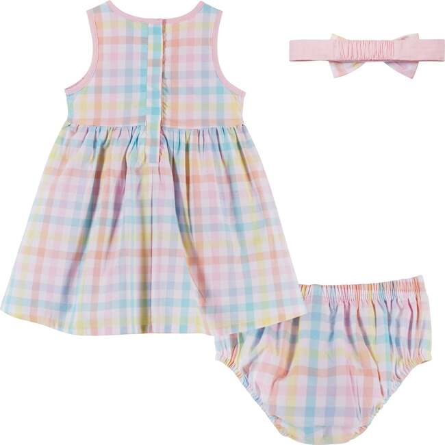 Easter Plaid Sundress And Bloomer Set, White - Dresses - 3