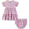 Baby Rainbow And Daisy Print Dress, Pink - Dresses - 1 - thumbnail