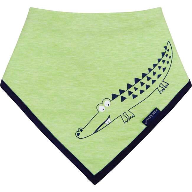 Crocodile Print Large Hooded Romper And Bib Set, Green - Mixed Apparel Set - 3