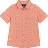Baby Dino Print Button-Up Shirt And Short Set, Orange And Blue - Mixed Apparel Set - 2