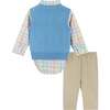 Easter Plaid Vest And Pant Set, Blue And Beige - Mixed Apparel Set - 2