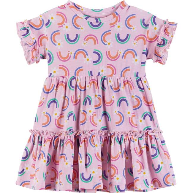 Baby Rainbow And Daisy Print Dress, Pink - Dresses - 3