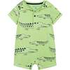 Crocodile Print Large Hooded Romper And Bib Set, Green - Mixed Apparel Set - 4
