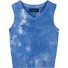4-Piece Tie-Dye Plaid Vest And Pant Set, Blue - Mixed Apparel Set - 2