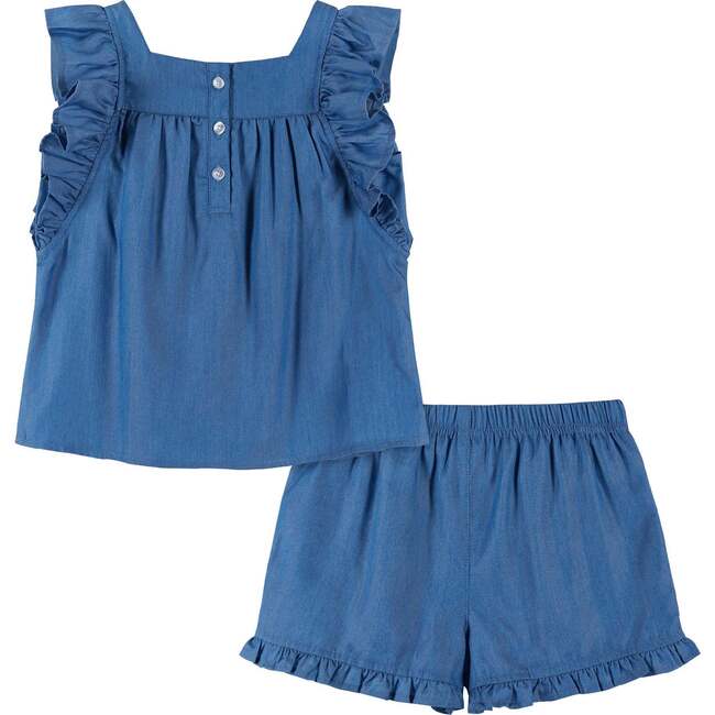 2-Piece Ruffle Top And Short Set, Blue - Mixed Apparel Set - 4