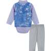 4-Piece Tie-Dye Plaid Vest And Pant Set, Blue - Mixed Apparel Set - 6