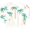 Girls Organic Sweatshirt, Cream Palm Trees - Sweatshirts - 1 - thumbnail