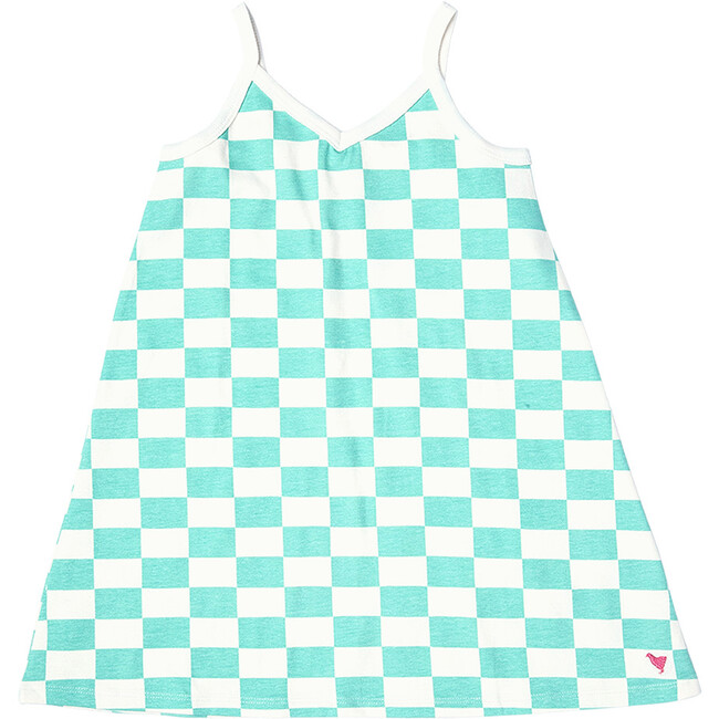 Girls Organic Kelby Dress, Mint Check - Dresses - 1