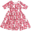 Girls Organic Steph Dress, Pink Stem Floral - Dresses - 1 - thumbnail