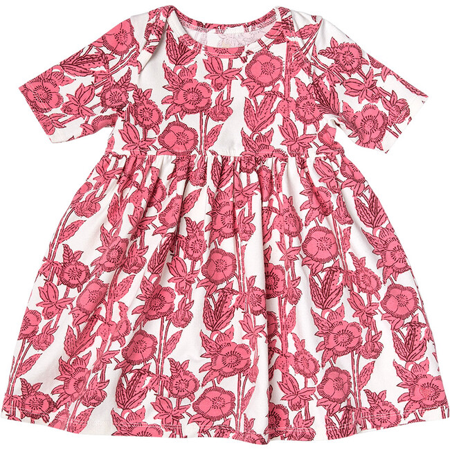 Baby Girls Organic Steph Dress, Pink Stem Floral
