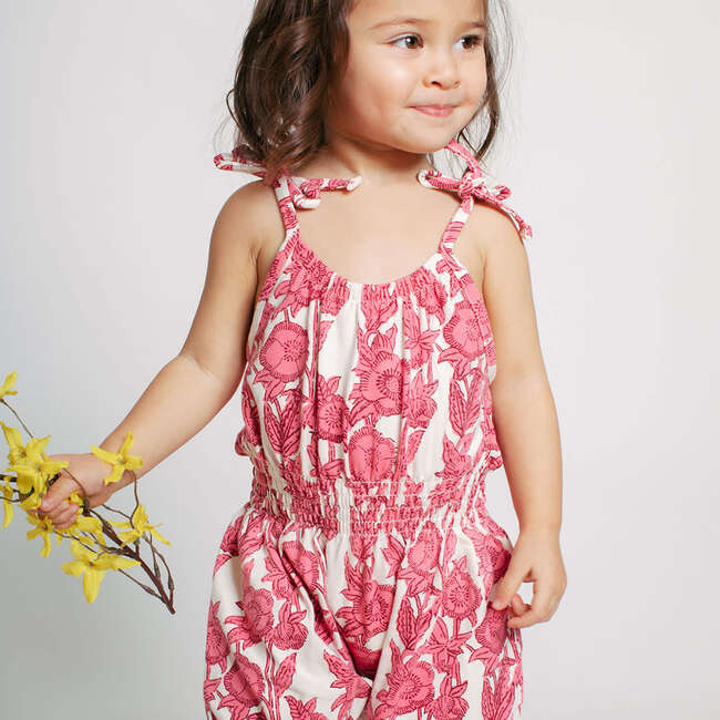 Baby Girls Organic Luna Romper, Pink Stem Floral - Rompers - 2