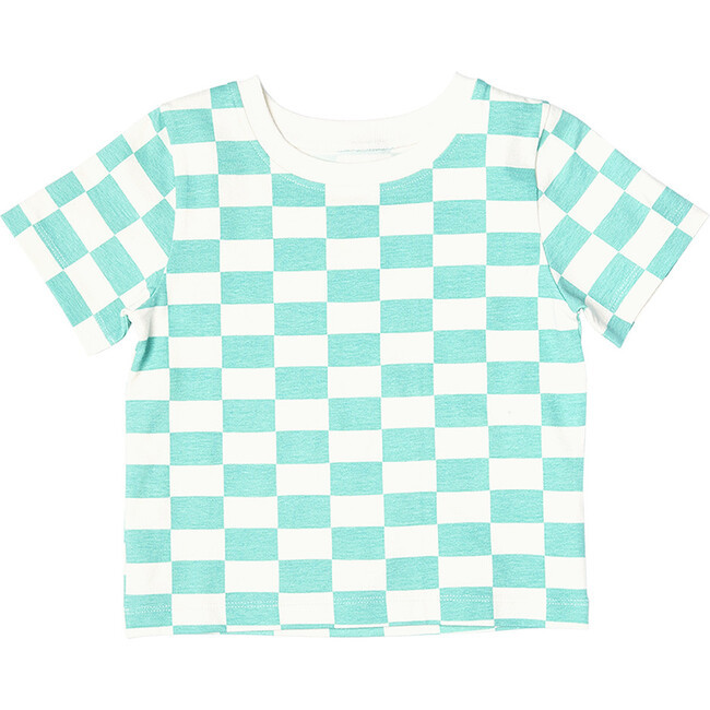 Kids Organic Tee, Mint Check - Tees - 1