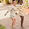 Girls Organic Sweatshirt, Cream Palm Trees - Sweatshirts - 3