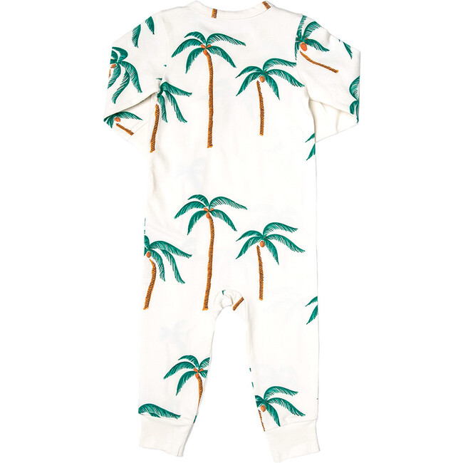 Baby Organic Romper, Cream Palm Trees - Rompers - 3