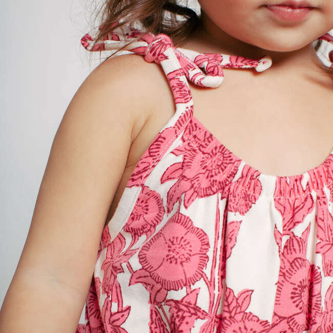 Baby Girls Organic Luna Romper, Pink Stem Floral - Rompers - 3