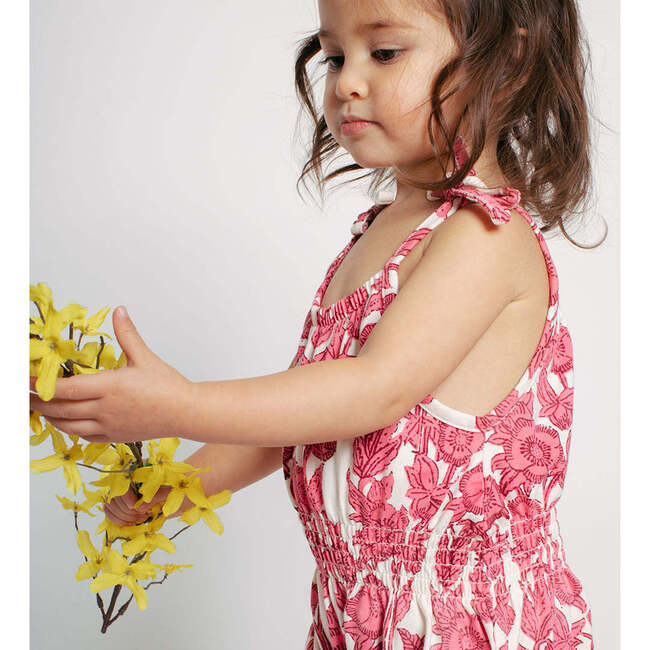 Baby Girls Organic Luna Romper, Pink Stem Floral - Rompers - 4