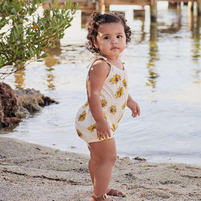 Baby Girls Organic Luna Romper, Floating Daisy - Rompers - 2